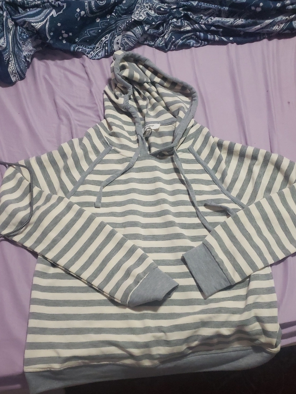 Cable & Gauge Blue and White Striped Hooded Sweater